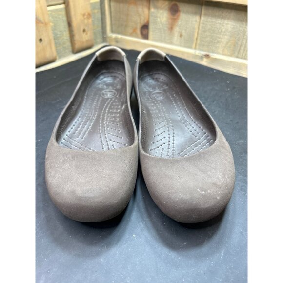 Crocs Womens Brown Ballet Flats Slip-On Shoes Size 9 Lightweight & Comfortable - Picture 8 of 8